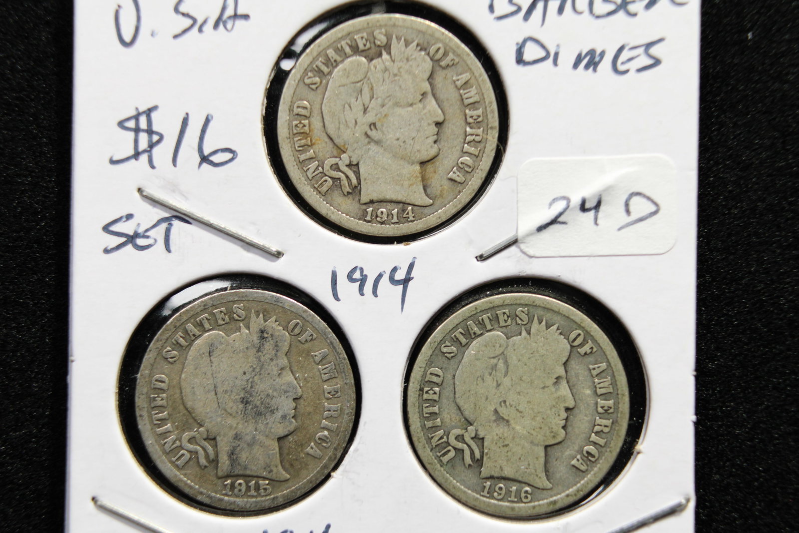 1914, 1915 &1916 Silver Barber Dimes (1 of 2)