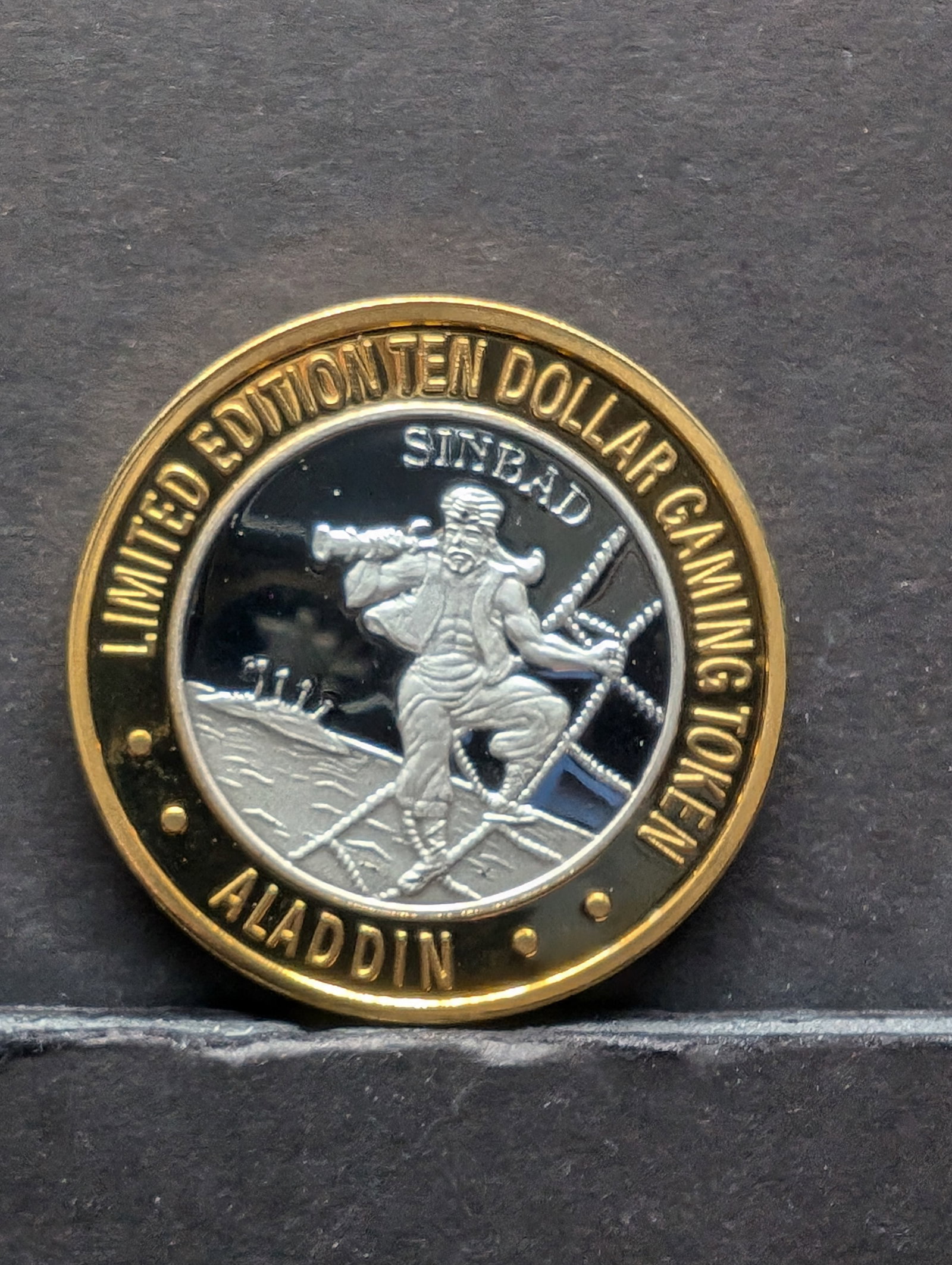 Limited Edition .999 FINE SILVER CENTER Aladdin Casino $10 Gaming Token: Limited Edition .999 FINE SILVER CENTER Aladdin Casino $10 Gaming Token