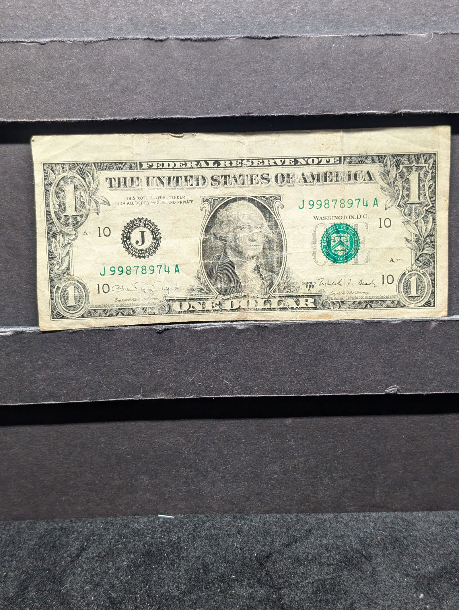 **ERROR - Miscut** 1988 A Series $1.00 Federal Reserve Note (1 of 7)