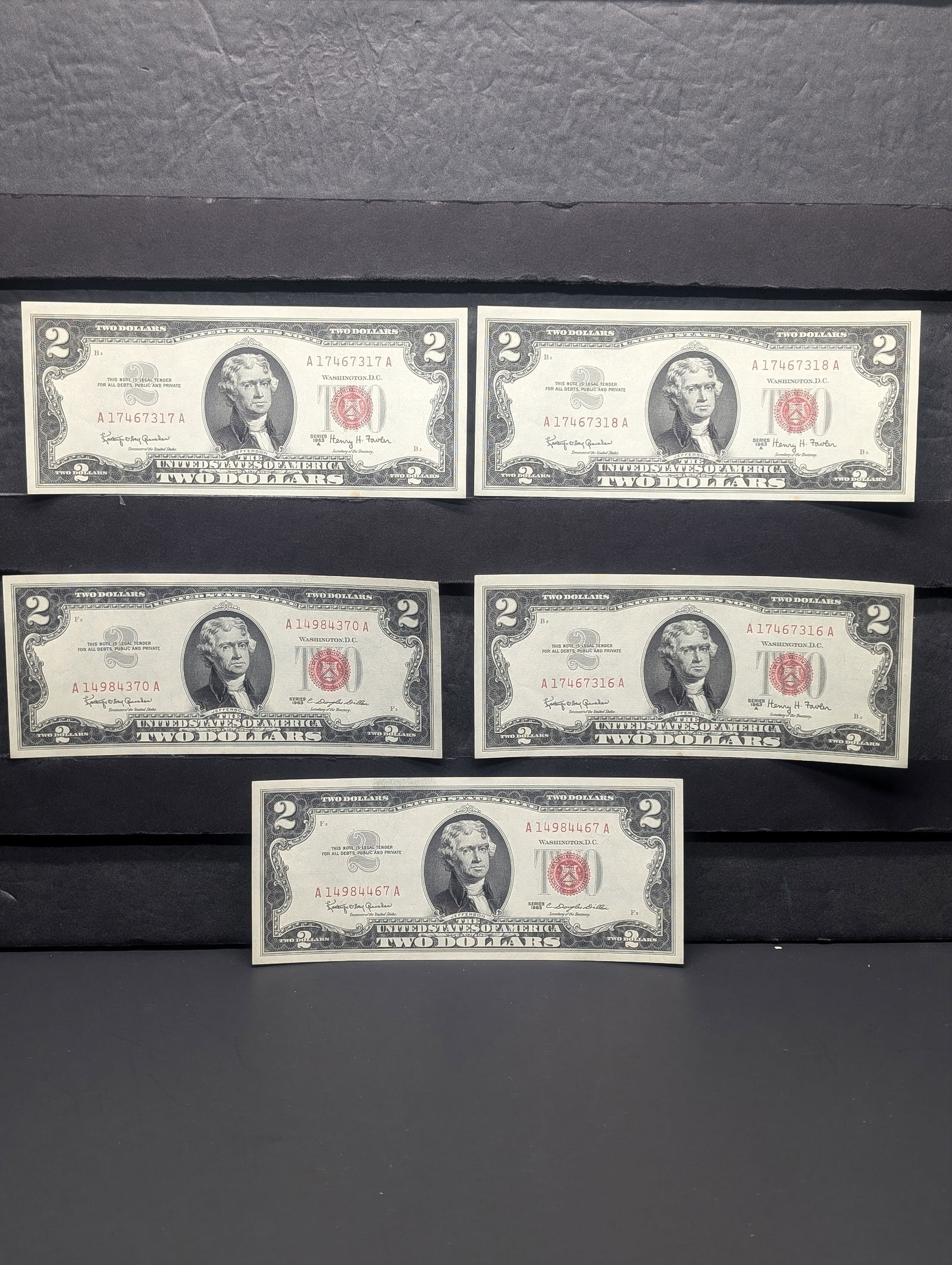 (2) 1963, (3) 1963-A Series $2.00 RED SEAL Banknotes **CRISP PAPER** (1 of 8)