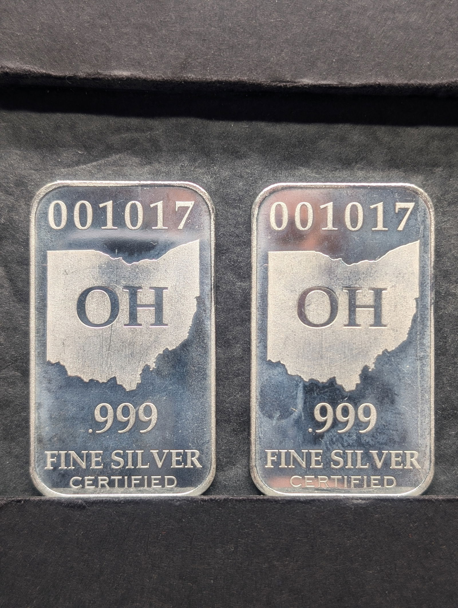 1/2 Oz. Each .999 FINE SILVER State of Ohio Designed Art Bars (2 PCS) (1 of 2)