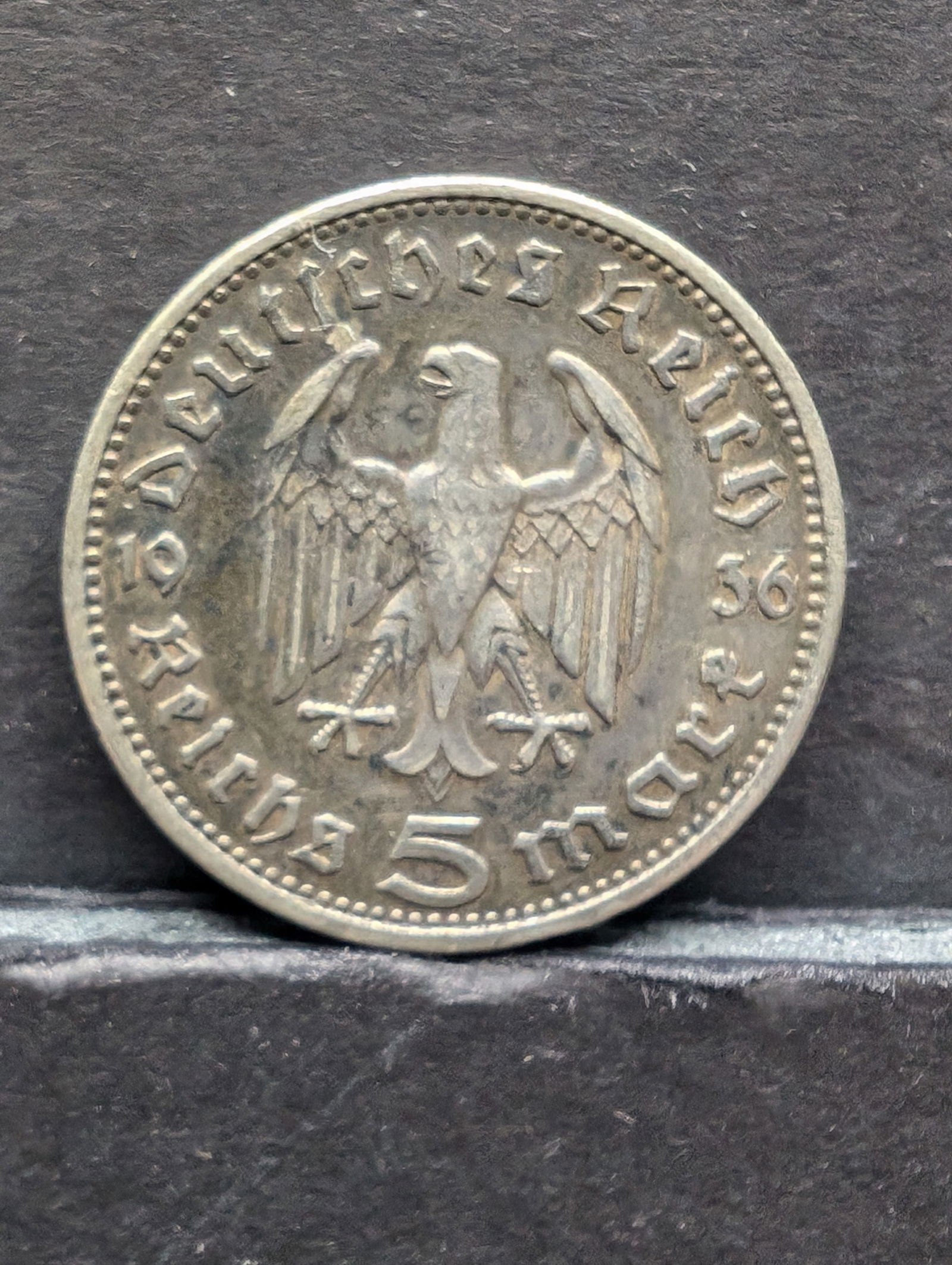 1936-A Herman 5 Marks Silver Coin (KM-86) (1 of 2)