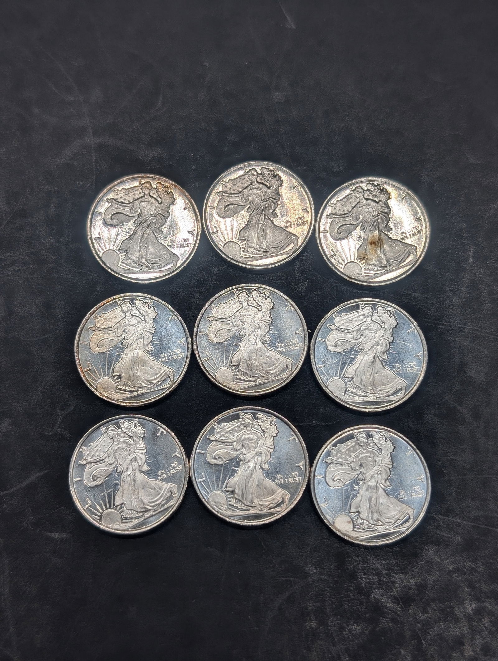 1/10th Oz. Each .999 FINE SILVER American Eagle Designed Miniature Coins (9 PCS) (1 of 2)