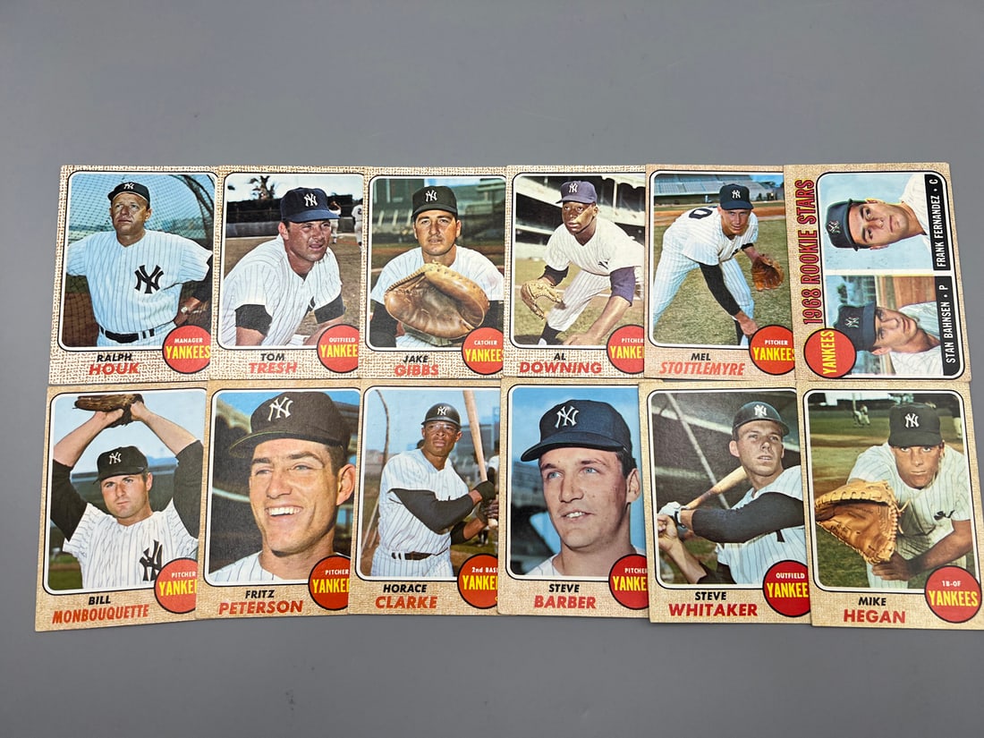 Lot of (10) 1968 Topps New York Yankees Baseball Cards - Varying Conditions (1 of 2)