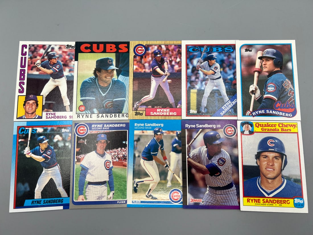 Lot of (10) Assorted Ryne Sandberg Baseball Cards - Varying Conditions (1 of 2)