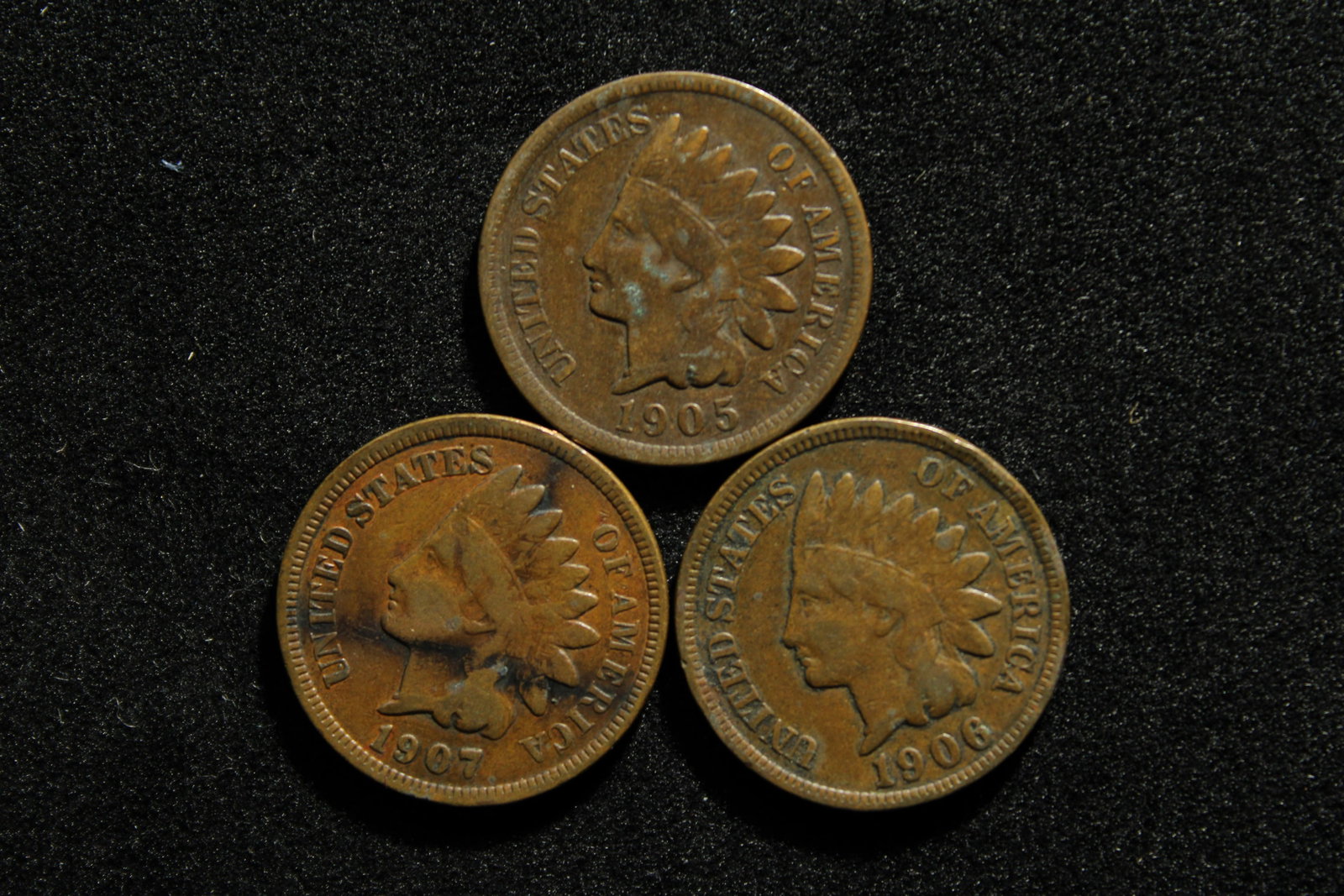 3 1905, 1906, 1907 Indian Head Cents (1 of 2)