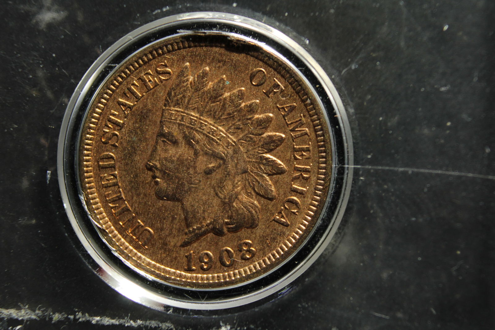 1908 Red Brilliant Uncirculated Indian Head Cent.  4 Diamonds. (1 of 2)