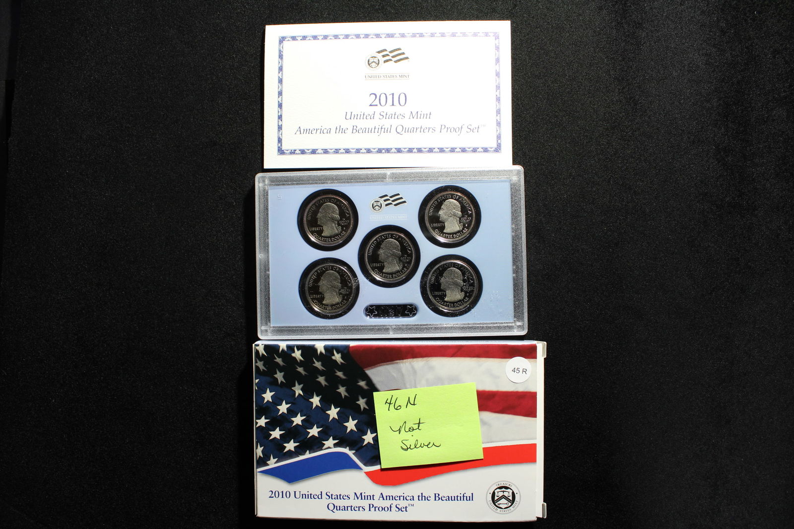 2010-S United States America The Beautiful Quarter Proof Set, 5-Coin Set, (1 of 4)