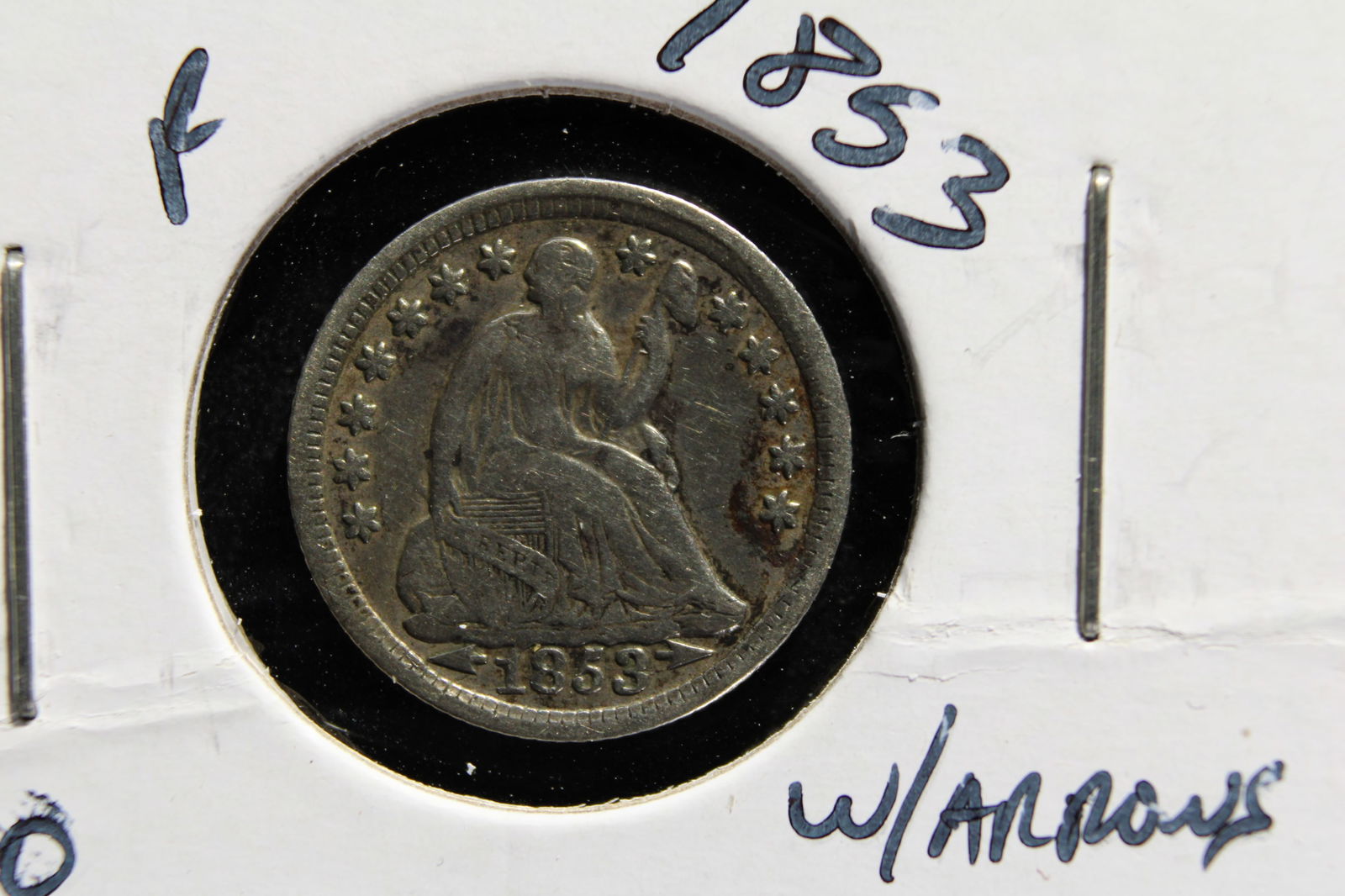 1853 Silver Seated Liberty Half Dime - Visible Liberty! (1 of 2)