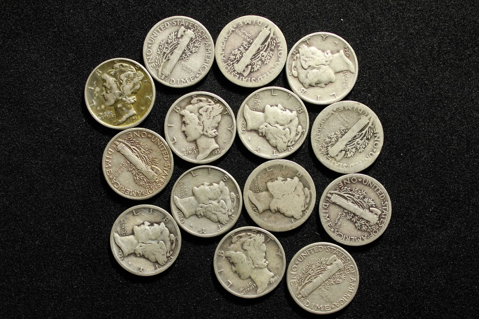 (14) Silver Mercury Dimes 90% Silver (1 of 2)