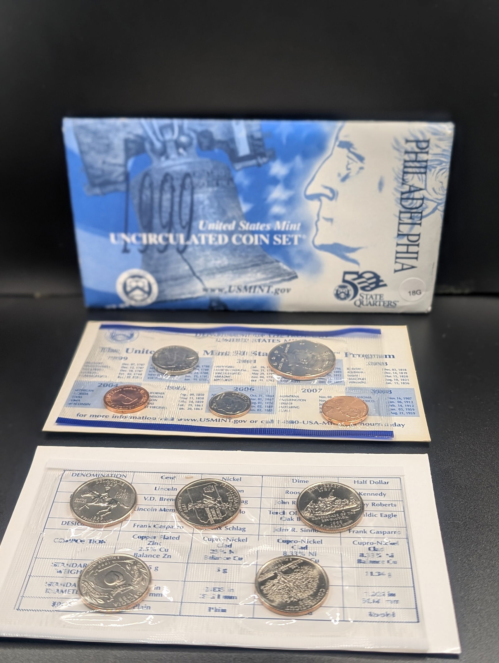 1999 P US Mint Uncirculated Coin Set + 50 State Quarter Set. OGP. First Year for 50 State Quarters! (1 of 5)