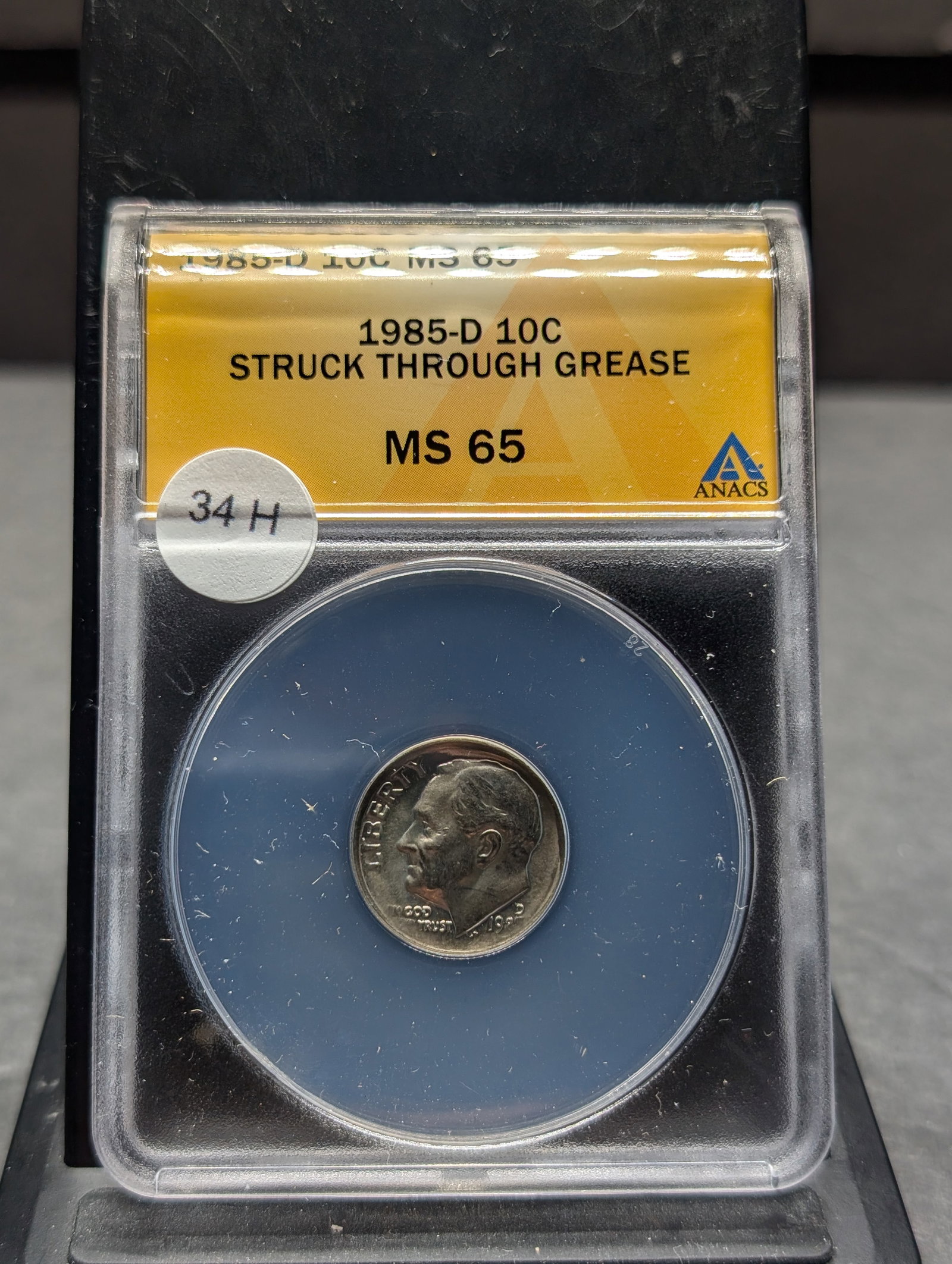 1985-D ANACS MS65 Roosevelt Dime- Struck Through Grease: 1985-D ANACS MS65 Roosevelt Dime- Struck Through Grease