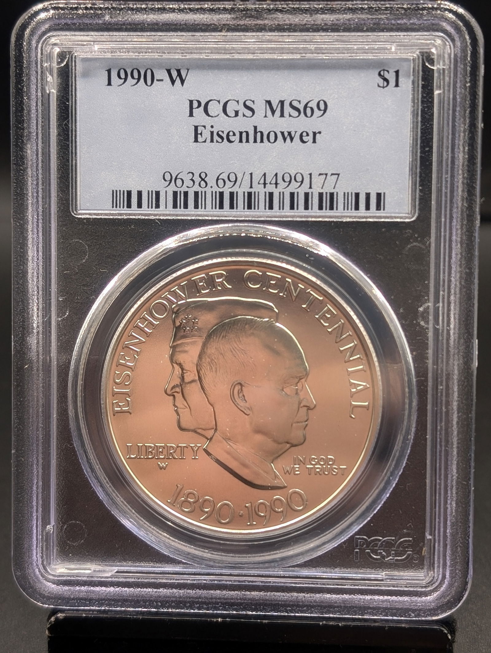 1990-W Eisenhower Silver Dollar. PCGS MS69. Top Grader, Almost Perfect Grade! (1 of 3)