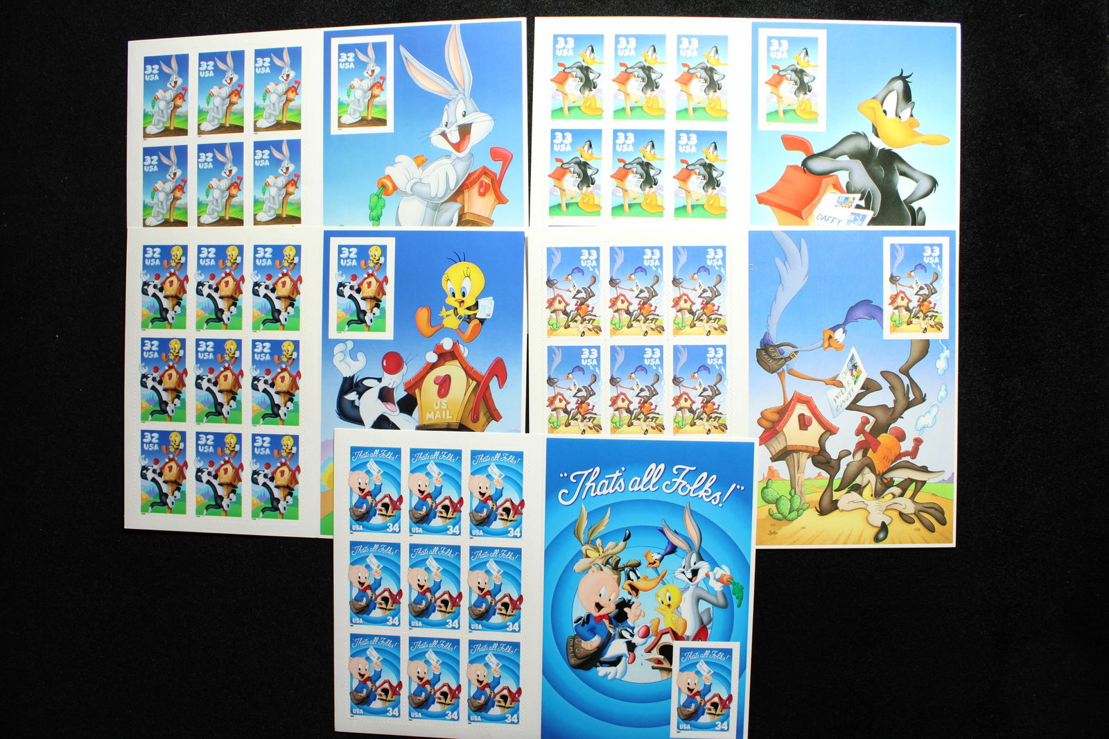 Complete 5 Sheet Set Of Looney Tunes U.S. Stamps (1 of 3)