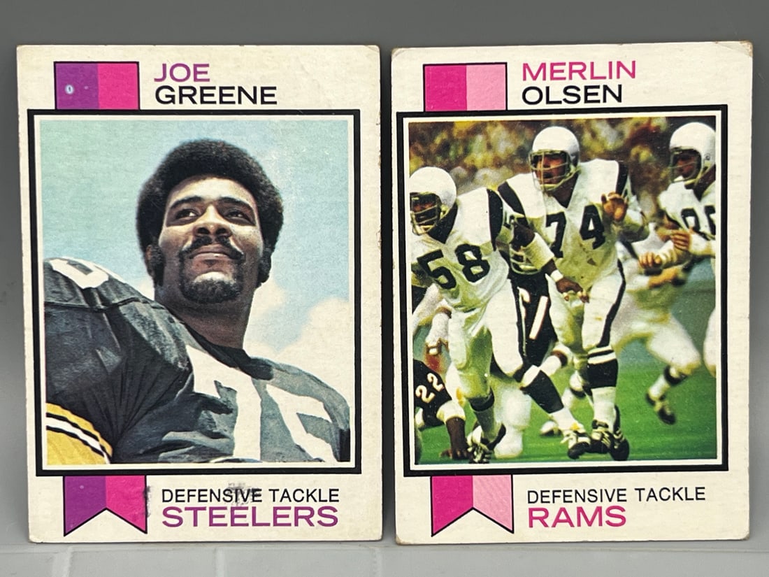 1973 Topps Mean Joe Greene #280 & Merlin Olsen #479: 1973 Topps Mean Joe Greene #280 & Merlin Olsen #479