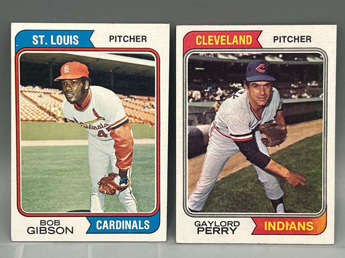 1974 Topps Bob Gibson #350 & Gaylord Perry #35: 1974 Topps Bob Gibson #350 & Gaylord Perry #35