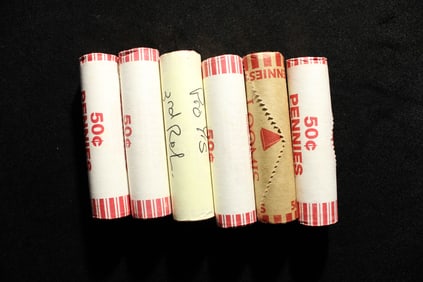 6 Bank Wrapped Rolls of 2009 Variety Lincoln Cents: Cabin P/D, Splitter P/D, Pro Life P/D. Red BU.