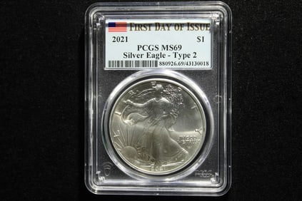 2021 Type 2 American Silver Eagle - PCGS MS69 *First Day of Issue*