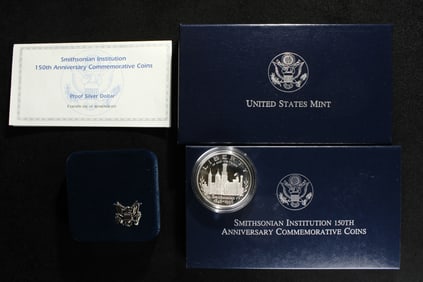 1996-P PROOF Smithsonian Institution 150th Anniv. Commem 90% Silver Dollar in OGP w/COA
