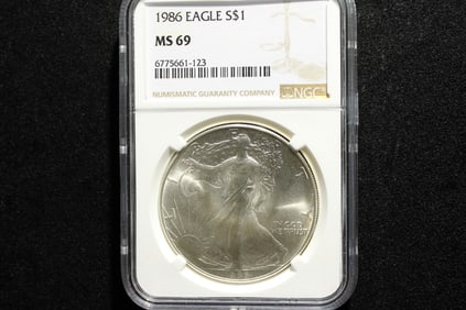 1986 American Silver Eagle - NGC MS69 Key Date - First Year