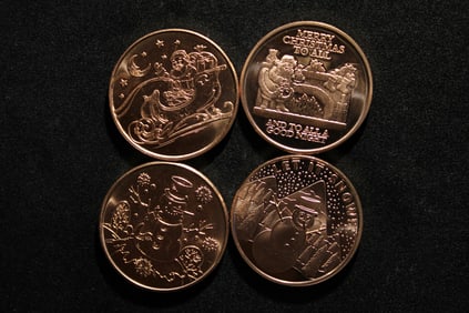 1 Oz. Each .999 FINE COPPER Various Designed Coins (4 PCS)