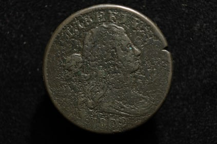 1802 Draped Bust Large Cent. Fine detail but porous.