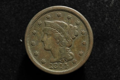 1844 Braided Hair large cent. Nice Fine.