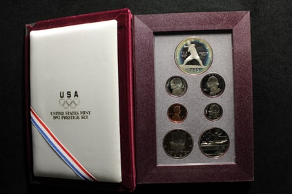1992-S U.S. Mint Prestige Set - Olympic Baseball & Gymnast in OGP w/ COA - 90% Silver Dollar