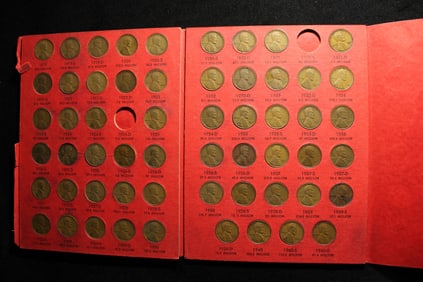 80 Circulated Lincolns in old Ft Hamilton Folder from 1909 - 1940. Missing only S VDB, 9-S, 11-S,