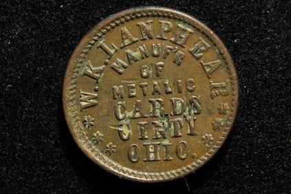 1863 Cincinnati Ohio Civil War Merchant Token issued by Lamphear dealer in Metallic Store Cards?he