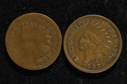 1864 & 1907 Indian Head Cents