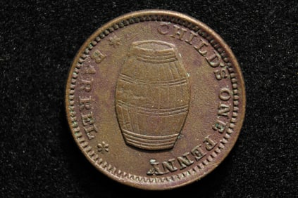 1863 West Jefferson Ohio Civil War Merchant Token issued by John Tresler Grocer.  Rarity 3, scarce.