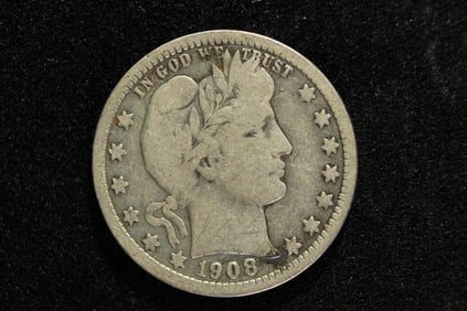 1908-O Barber Silver Quarter