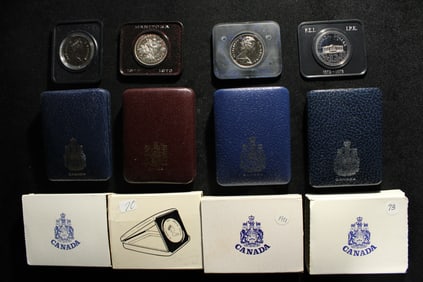 Four 1970's Canadian Dollars in OGP - One is 50% Silver