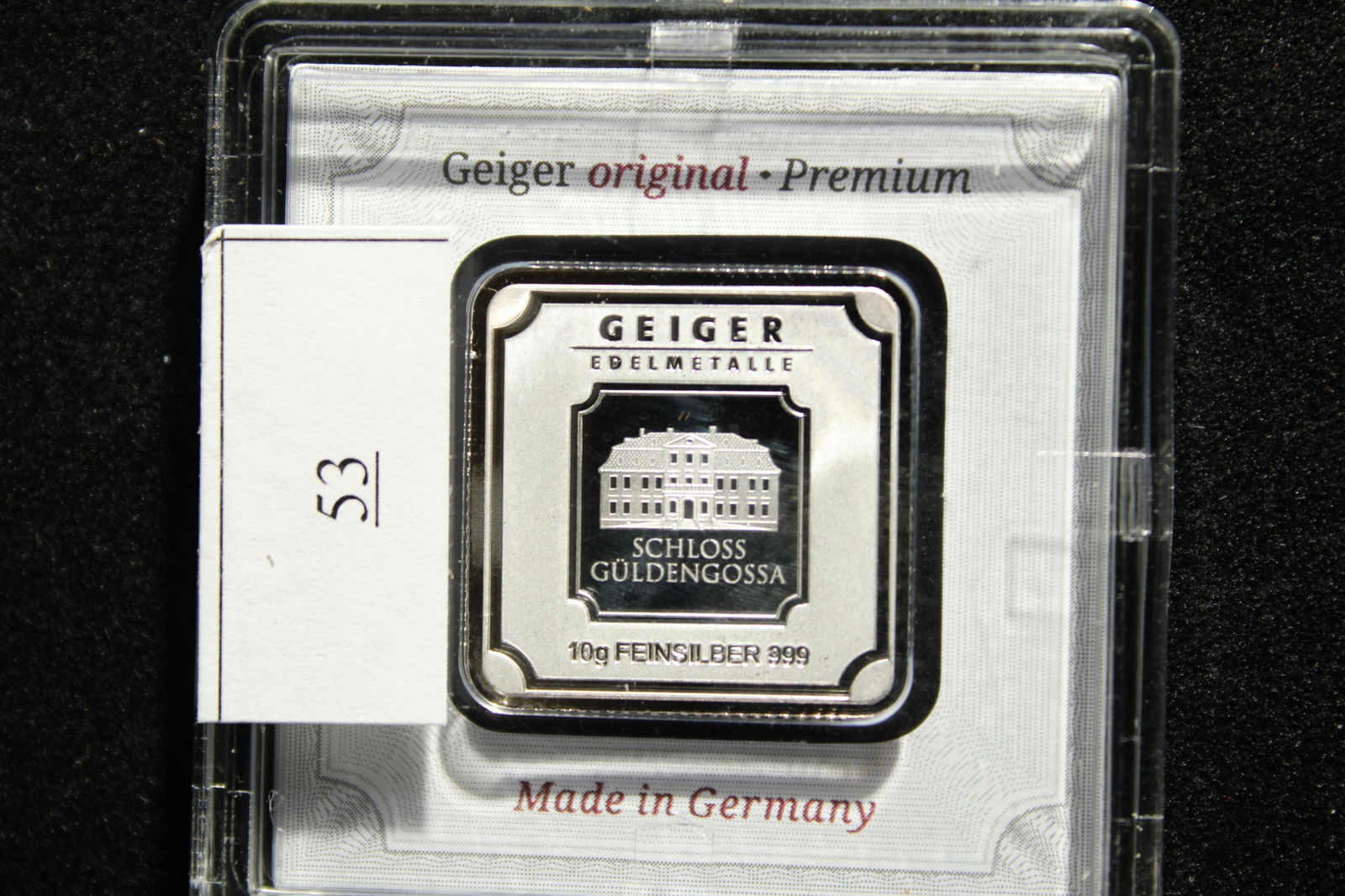 10 Grams .999 FINE SILVER Schloss Guldengossa Designed Art Bar in Protective Case (1 of 2)