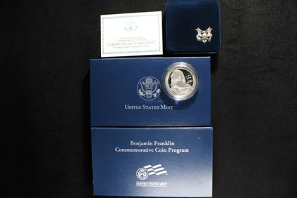 2006-P PROOF Benjamin Franklin Commem Silver Dollar in OGP w/ COA Founding Fathers