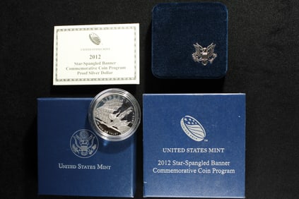 2012-P PROOF Star-Spangled Banner Commem 90%  Silver Dollar in OGP w/ COA