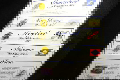 Statehood Quarter Collection w/ Commem Stamps & State Information Cards  -55 Quarters