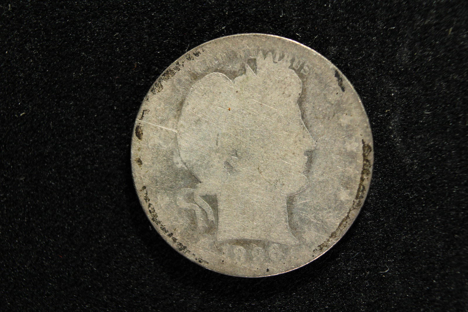 1896-O Barber Silver Quarter (Glue Residue) **SCARCE DATE!!** (1 of 2)