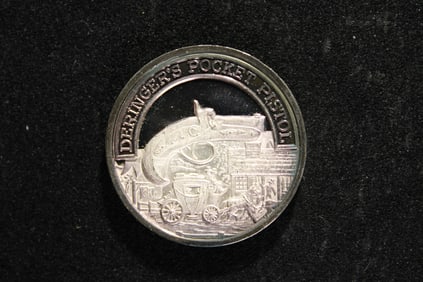 13.5 DWT .999 FINE SILVER Deringer's Pocket Pistol Designed Coin
