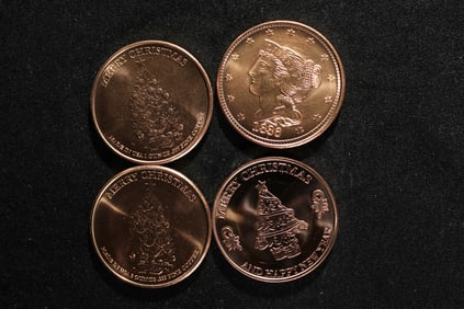 1 Oz. Each .999 FINE COPPER Various Designed Coins (4 PCS)