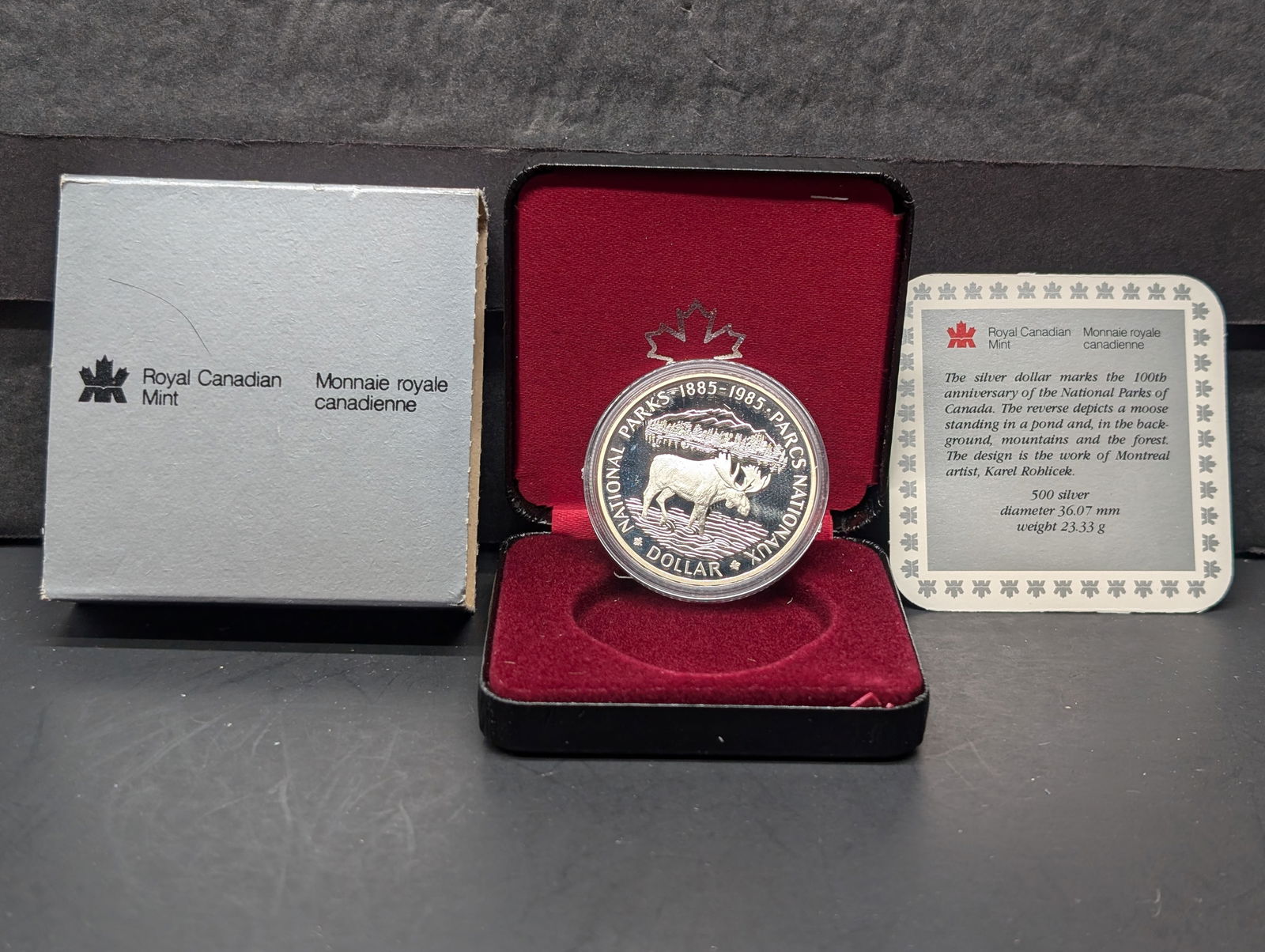 1985 PROOF Canada Silver 50% Dollar - 100th Anniv. Of the National Parks in OGP (1 of 4)