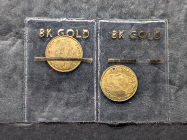 Two 1865 Mexico Miniature 8K GOLD Maximiliano Coins (2 Pcs)