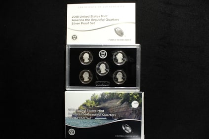 2018 -S U.S. Mint America the Beautiful Quarters Silver Proof Set