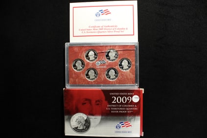 2009 -S U.S. District of Columbia & Territories Quarters Silver Proof Set ( Cracked Case)
