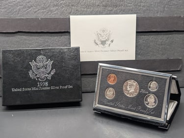 1998-S U.S. Mint Premier Silver Proof Set in OGP w/ COA Three 90% Silver Coins