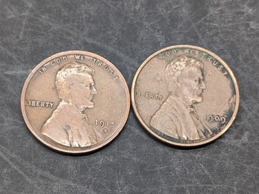 1915-D & 1909 VDB Lincoln Wheat Cents