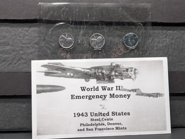 WWII Emergency Money -  1943 P,D, & S  Lincoln Steel Cents in High Grade