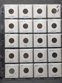 Lincoln Cent Collection Carded in 2x2's  (40 PCS) Mixed dates between 1909 to 1945