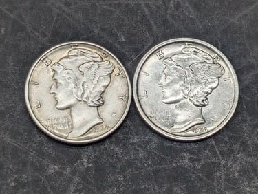 1936-D & 1924 Mercury Silver Dimes